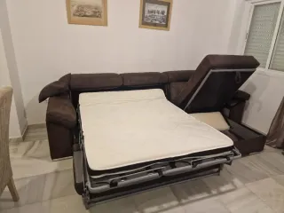 Sofá Cama Chaise Longue Marrón