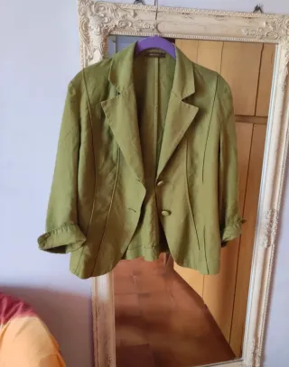 Blusa donna verde 100% lino