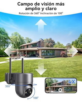 Cámara Vigilancia Solar blanco con Panel