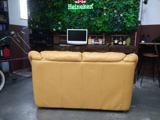 Sofá de piel 2 plazas amarillo
