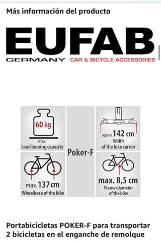 Eufab 12010LAS Raven - Portabicicletas plegable