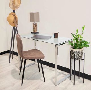 Mesa escritorio cristal y metal