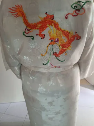 Kimono Blanco Estampado Mujer