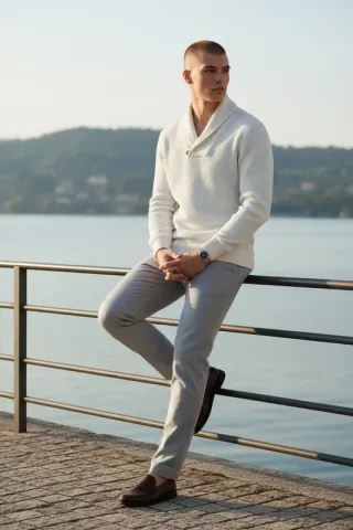 Jersey Nautica Algodón Crema Talla XL