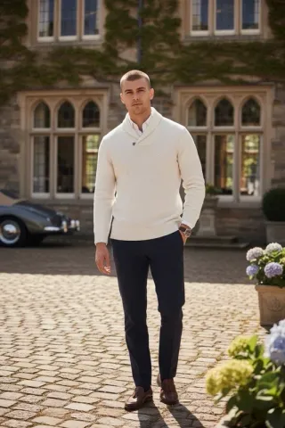 Jersey Nautica Algodón Crema Talla XL