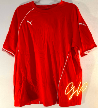 T-shirt Puma rossa con dettagli bianchi – Taglia M