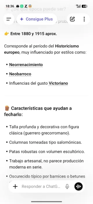 Perchero paragüero neorrenacentista siglo XlX