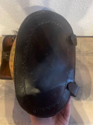 Mochila Cuero Vintage Tejido Étnico