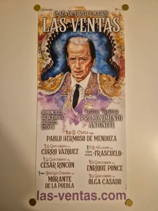 Cartel taurino "Las Ventas 12/10/2025 Antoñete"