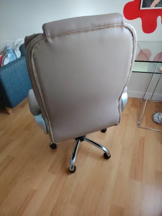 Silla de estudio ergonómica beige y plateada