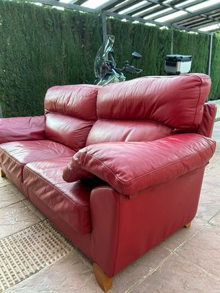 Sofá de piel flor rojo cereza