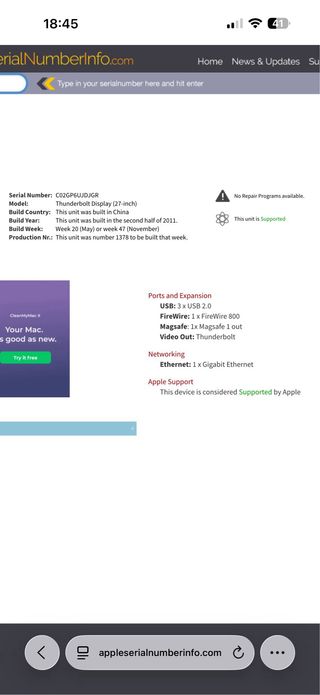 Monitor Apple 27 A1407