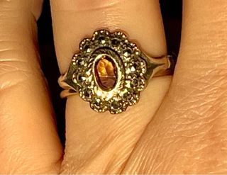 Anillo Alfonsino Plata Oro Citrino Marcasitas