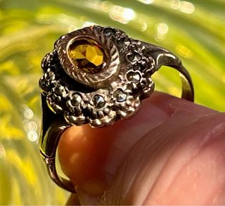 Anillo Alfonsino Plata Oro Citrino Marcasitas