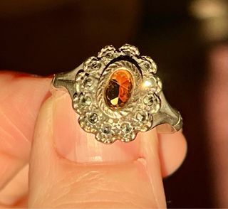 Anillo Alfonsino Plata Oro Citrino Marcasitas