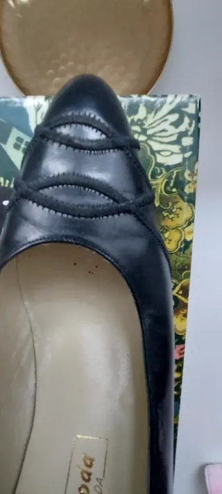 Zapatos de tacón negros piel talla 37
