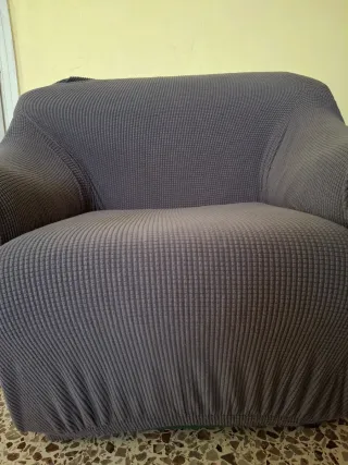 Copripoltrona elasticizzato in ciniglia grigio