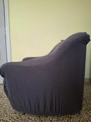 Copripoltrona elasticizzato in ciniglia grigio
