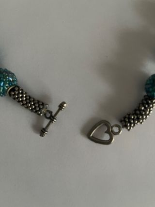 Conjunto collar y pendientes azul y plateado