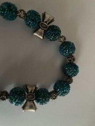 Conjunto collar y pendientes azul y plateado