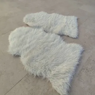 2 Tappeti in Pelo Sintetico Bianchi