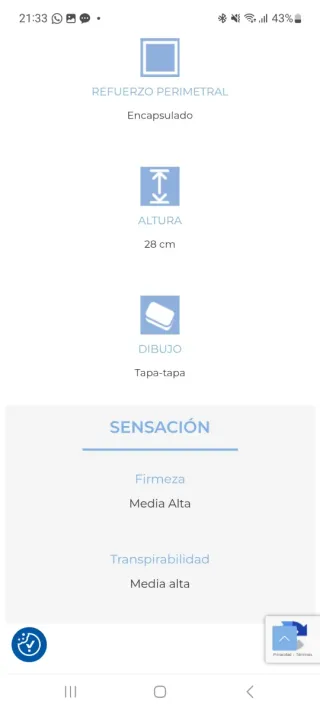 Colchón 1,35x1,90x0,28 Relax Indy Gel.