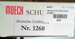 Flauto dolce soprano in acero con custodia. Nuovo