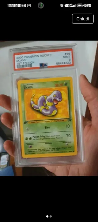 Carta Pokemon Ekans 1st Edition PSA 9 MINT