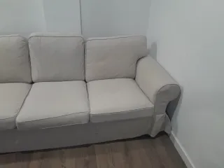 Sofá 3 plazas beige tela