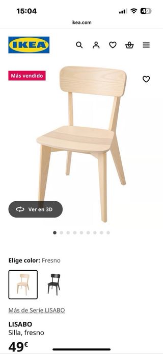 4 Sillas LISABO IKEA Madera