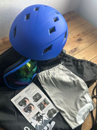 Casco y Gafas Esquí Odoland Azul talla L