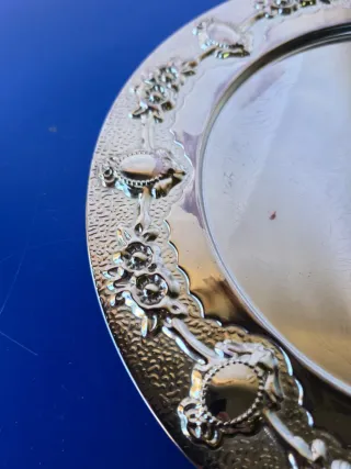 Piatto vassoio centrotavola in metallo cromato