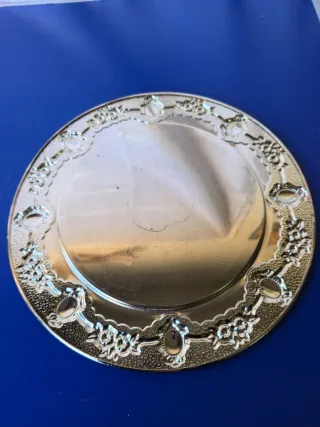 Piatto vassoio centrotavola in metallo cromato