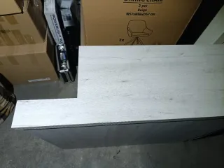 Cajonera doble mueble de madera gris y blanco