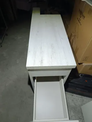 Cajonera doble mueble de madera gris y blanco