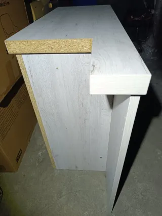 Cajonera doble mueble de madera gris y blanco