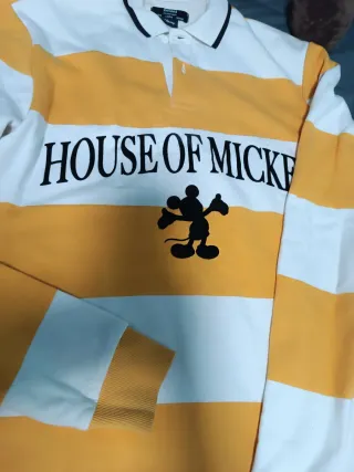 Polo Mickey Mouse Rayas Blanco/Amarillo