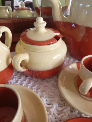 Juego de café vintage 6 tazas. Barro cocido.