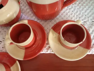 Juego de café vintage 6 tazas. Barro cocido.