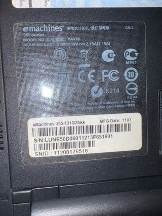 Portátil eMachines Negro 7 Pulgadas