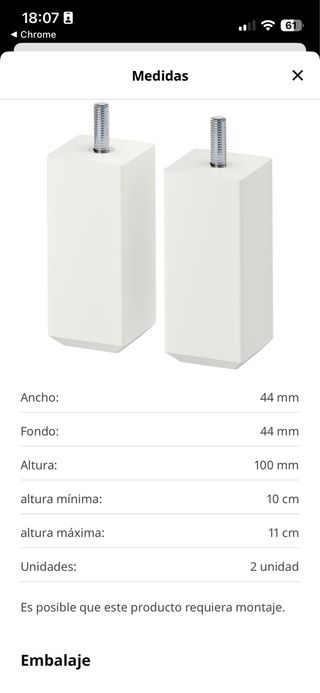4 Patas Mueble Ikea Blancas