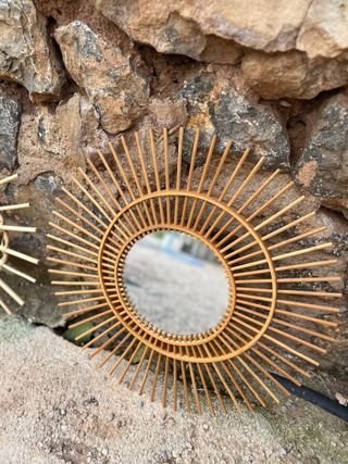 Set 4 Specchi Decorativi in Rattan Sole