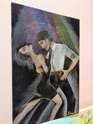 Pintura acrílica sobre terciopelo - Tango