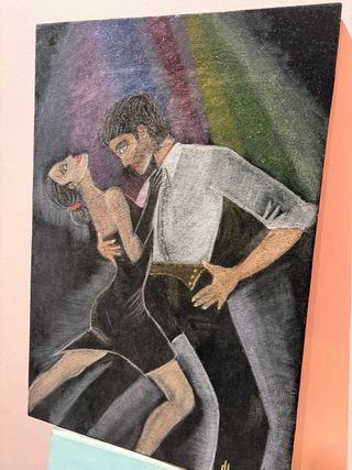 Pintura acrílica sobre terciopelo - Tango