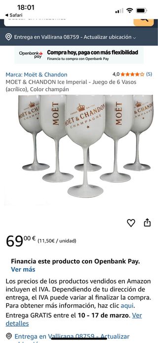 Pack 6 Copas Moet & Chandon Acrílicas