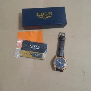 Orologio LIGE Cronografo Uomo Pelle Marrone Oro