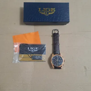 Orologio LIGE Cronografo Uomo Pelle Marrone Oro
