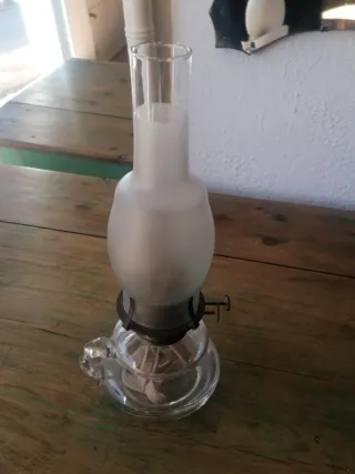 Lámpara de aceite de cristal antigua