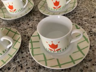 Juego 6 pocillos café porcelana