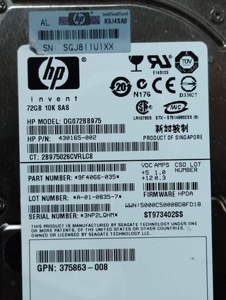 Disco Rígido HP 2.5'' 72GB SAS 10K